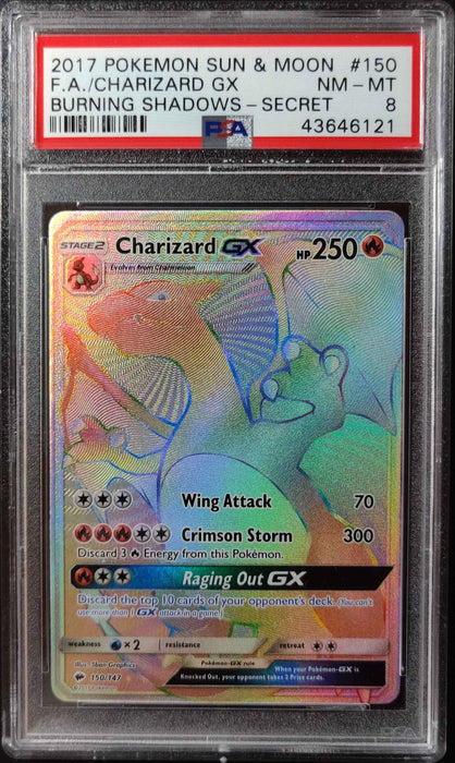 Charizard GX Burning Shadows Secret Rare PSA 8