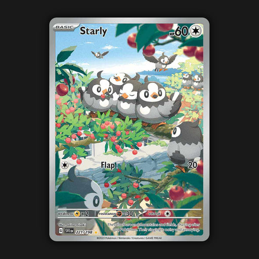 Pokemon TCG Starly 221/198 Illustration Ultra Rare Scarlet & Violet Base NM