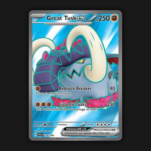 Pokemon TCG Great Tusk ex 230/198 Full Art Ultra Rare Scarlet & Violet Base NM
