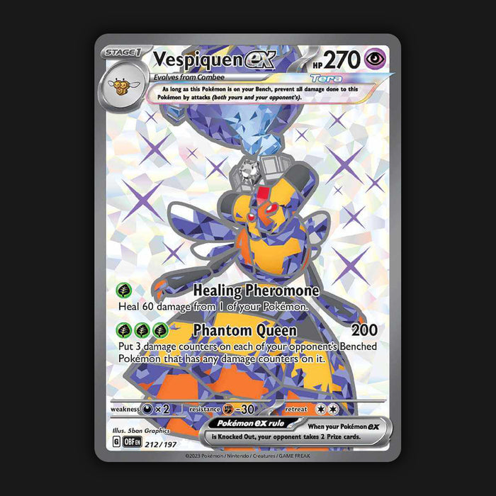 Pokemon TCG Vespiquen ex 212/197 Full Art Ultra Rare Obsidian Flames NM