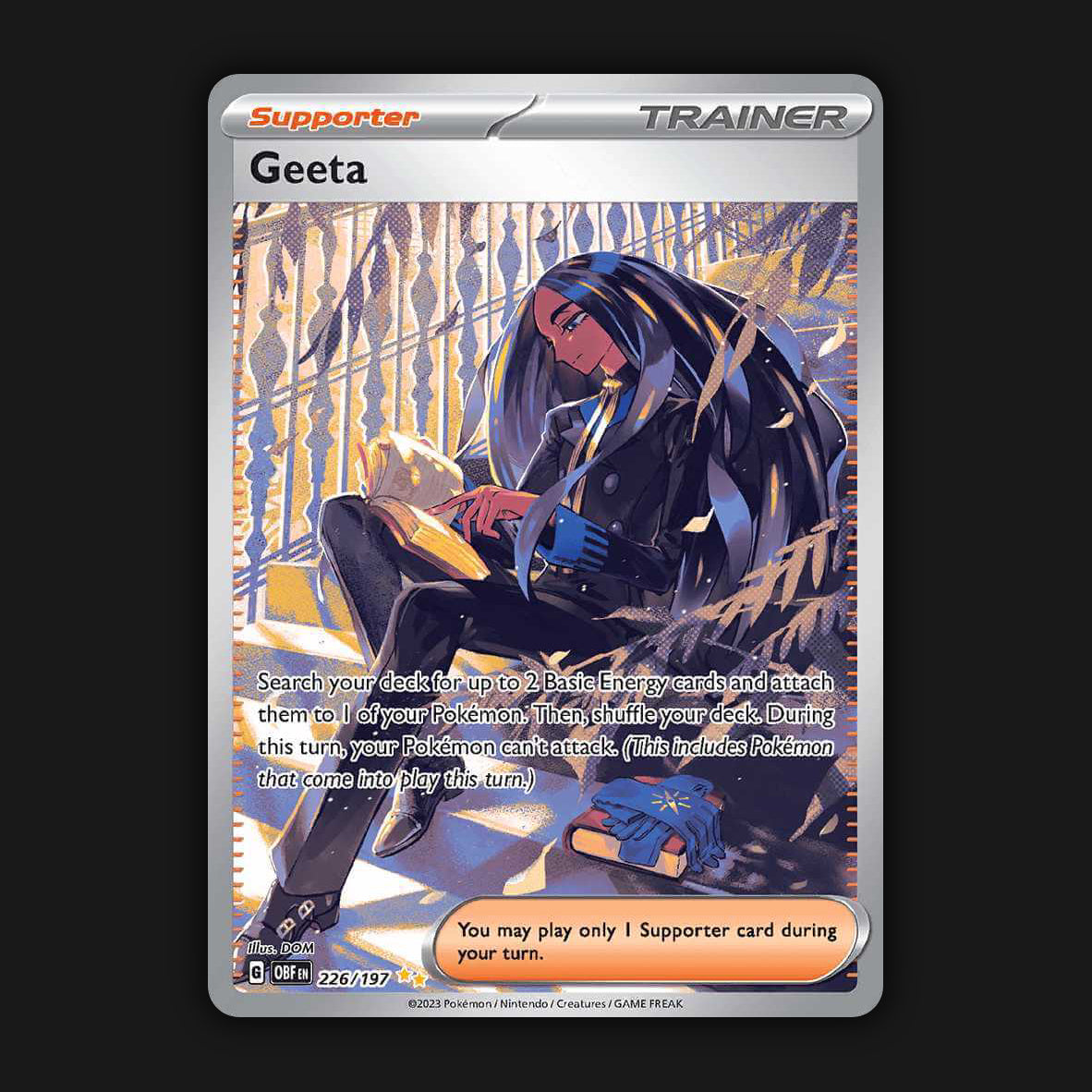 2024 Geeta Full Art - ALT ALTERNATE ART 226/197 - OBSIDIAN FLAMES POKEMON In Hand NM