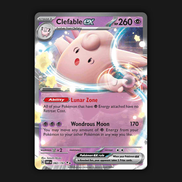 Pokemon TCG Clefable ex 082/197 Double Ultra Rare Obsidian Flames NM