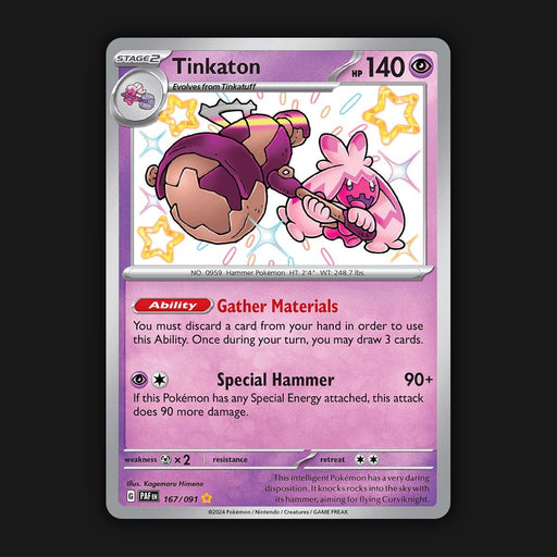 Pokemon TCG Tinkaton 167/091 Shiny Ultra Rare Paldean Fates NM