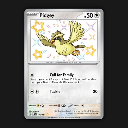 Pokemon TCG Pidgey 196/091 Shiny Ultra Rare Paldean Fates NM