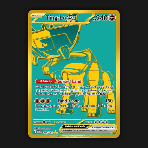 Pokemon TCG Ting-Lu ex 244/091 Hyper Gold Ultra Rare Paldean Fates NM
