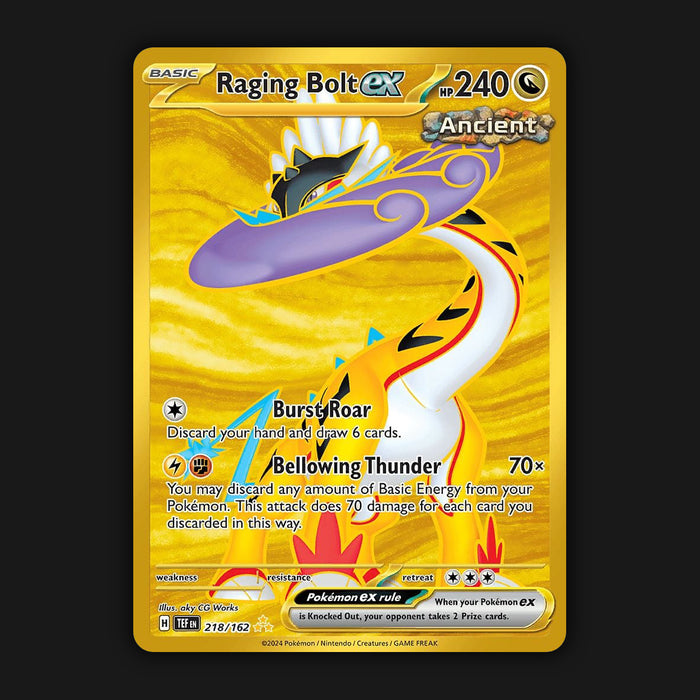 Pokemon TCG Raging Bolt ex 218/162 Hyper Gold Ultra Rare Temporal Forces NM