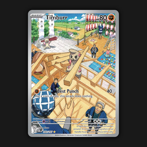 Pokemon TCG Timburr 183/167 Illustration Ultra Rare Twilight Masquerade NM