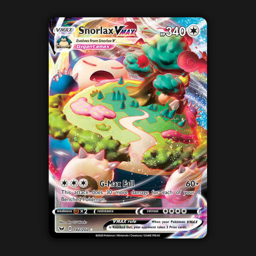 Pokémon TCG Snorlax VMAX Sword & Shield Base Set 142/202 Holo Ultra Rare NM