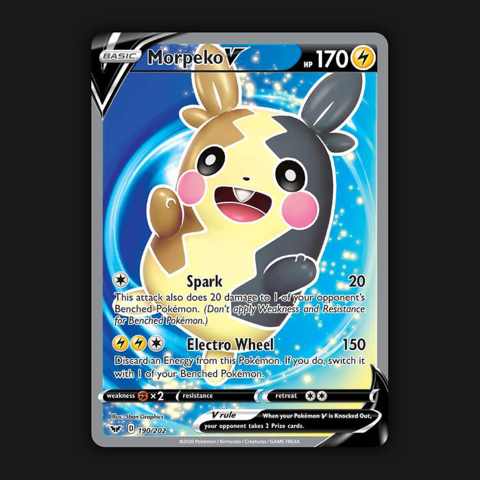 Pokemon TCG Morpeko V 190/202 Full Art Sword & Shield Base NM