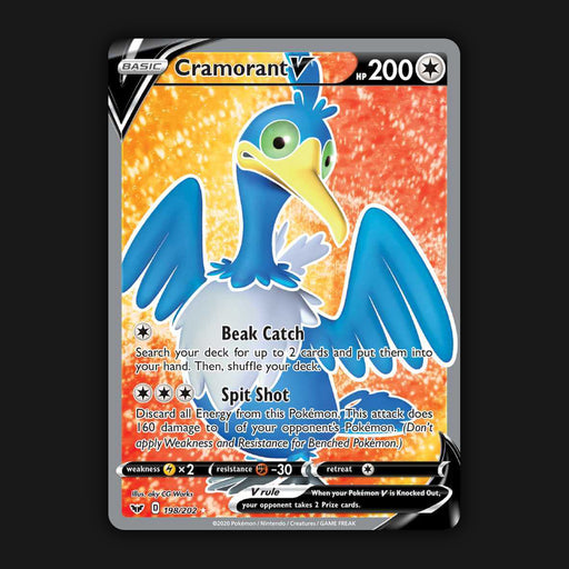 Pokemon TCG Cramorant V Full Art 198/202 Sword & Shield Base Set NM