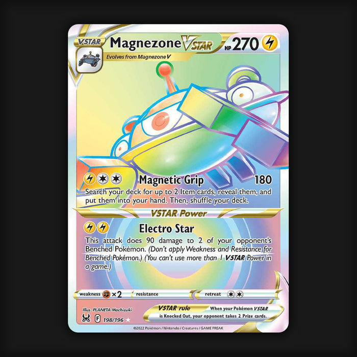 Pokemon TCG Magnezone VSTAR 198/196 Lost Origin Rainbow Secret Rare Near Mint