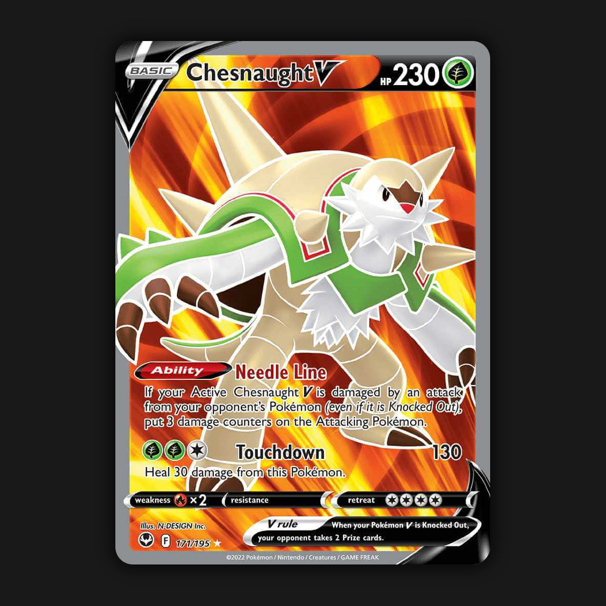 Chesnaught V Full Art Ultra Rare - Silver Tempest 171/195 Near