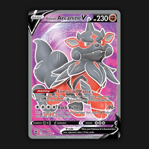 Pokemon TCG Hisuian Arcanine V 179/195 Silver Tempest Full Art Ultra Rare NM