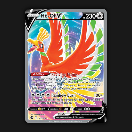 Pokemon TCG Ho-Oh V 187/195 Full Art Ultra Rare - Silver Tempest 2022 Near Mint