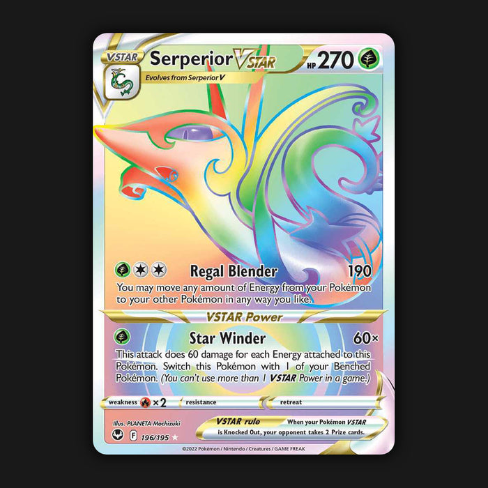 Pokemon TCG Serperior VSTAR 196/195 - Silver Tempest Rainbow Secret Rare NM