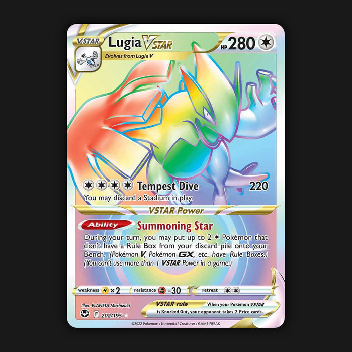 Pokemon TCG Lugia VSTAR 202/195 Silver Tempest Rainbow Secret Rare Near Mint