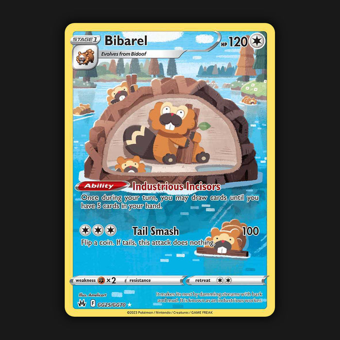 Pokemon TCG Bibarel GG25/GG70 - Crown Zenith Galarian Gallery Near Mint