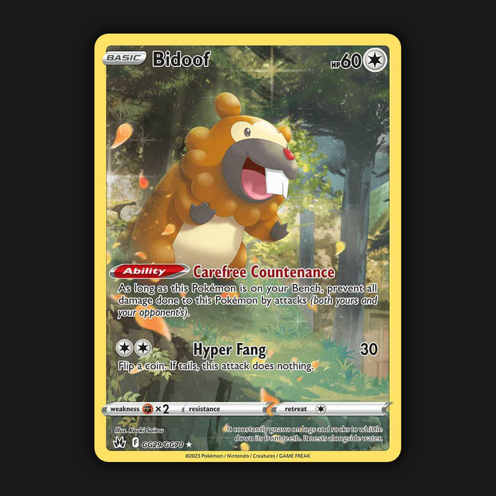 Pokemon TCG Bidoof GG29/GG70 Crown Zenith Ultra Rare Holo Near Mint