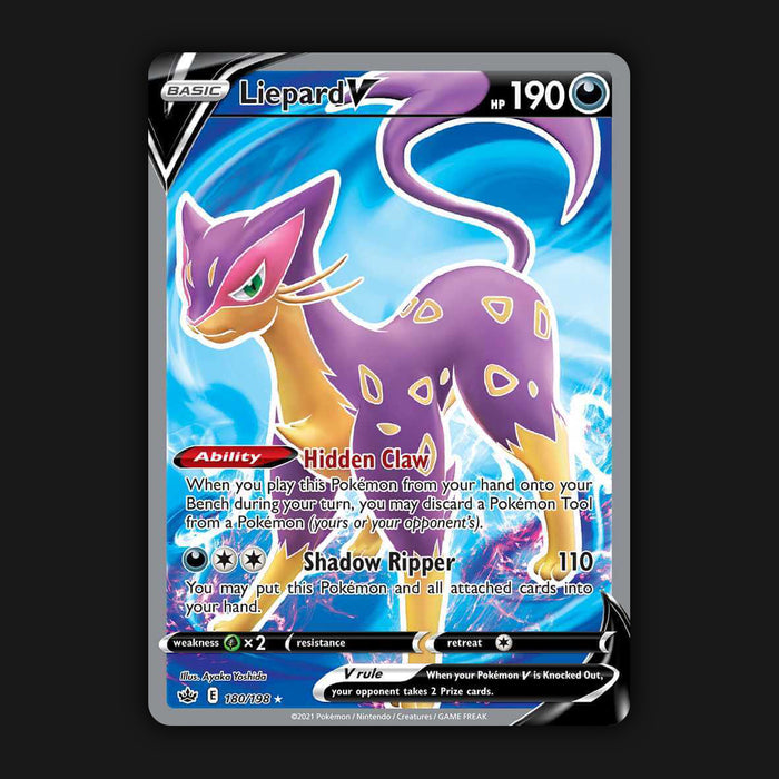 Pokemon TCG Liepard V 180/198 Full Art Ultra Rare Chilling Reign NM