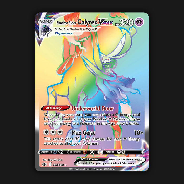 Pokemon TCG Shadow Rider Calyrex VMAX 204/198 Secret Rare Chilling Reign NM