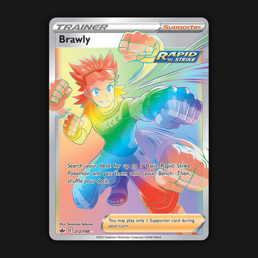 Pokemon TCG Brawly 212/198 Secret Rainbow Ultra Rare Chilling Reign NM