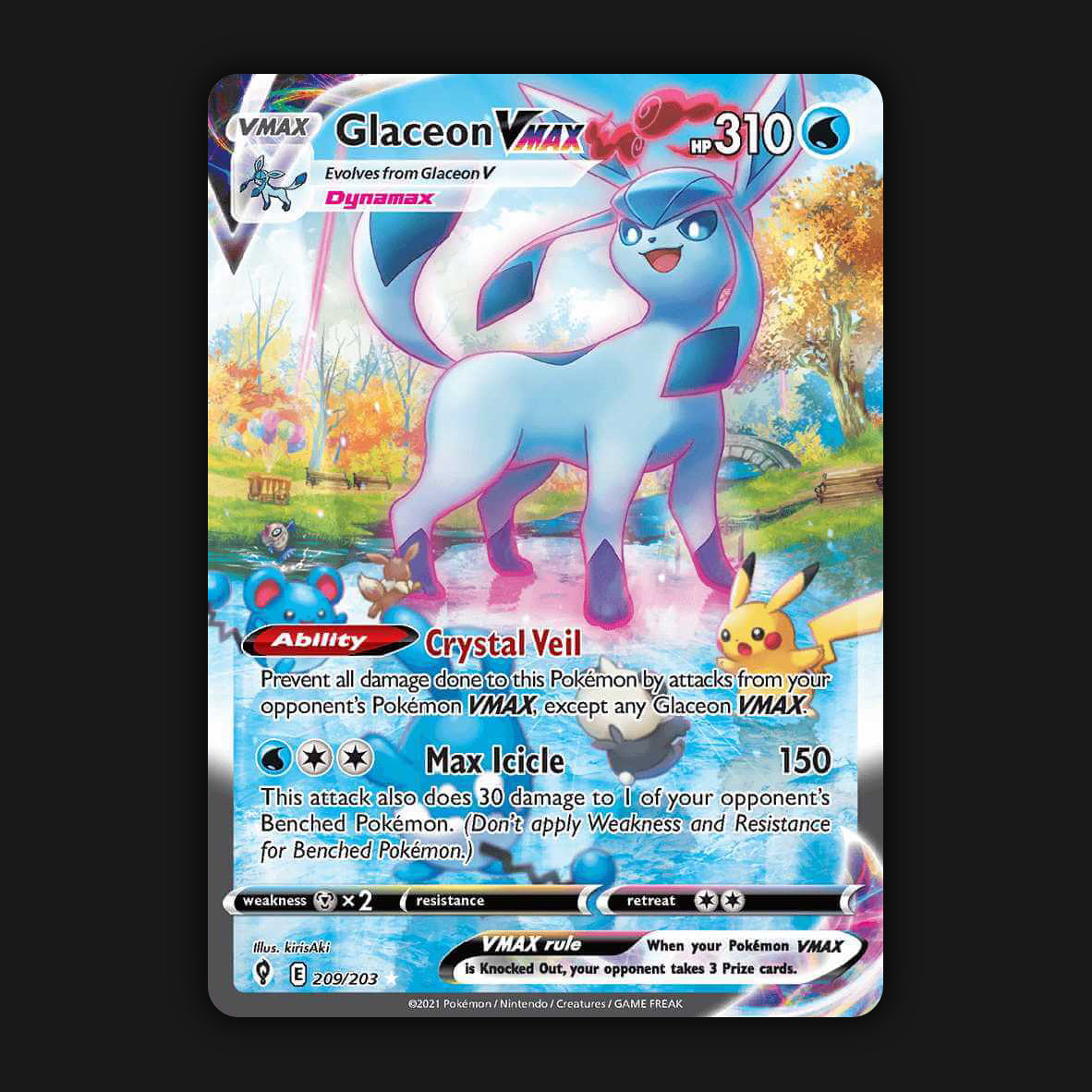 Pokemon TCG Glaceon VMAX 209/203 Alt Art Ultra Rare Evolving Skies
