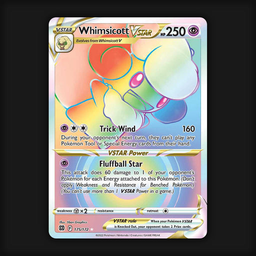 Pokemon TCG Whimsicott VSTAR 175/172 Secret Rainbow Rare Brilliant Stars NM